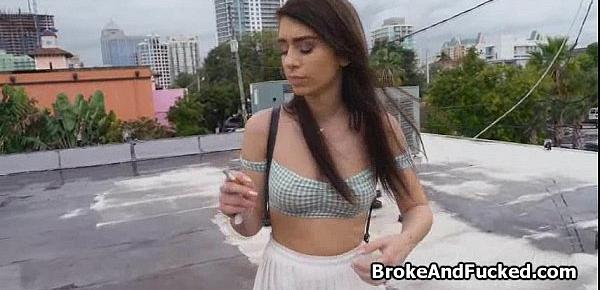  Broke teen gives ass for cash